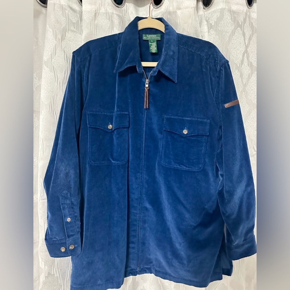 Lauren Ralph Lauren - large Men’s zippered corduroy oversized shacket navy blue